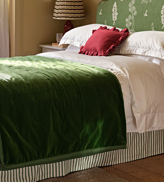 Bedding Sage Green Velvet Throw Hand-made Bedspreads The Dormy House