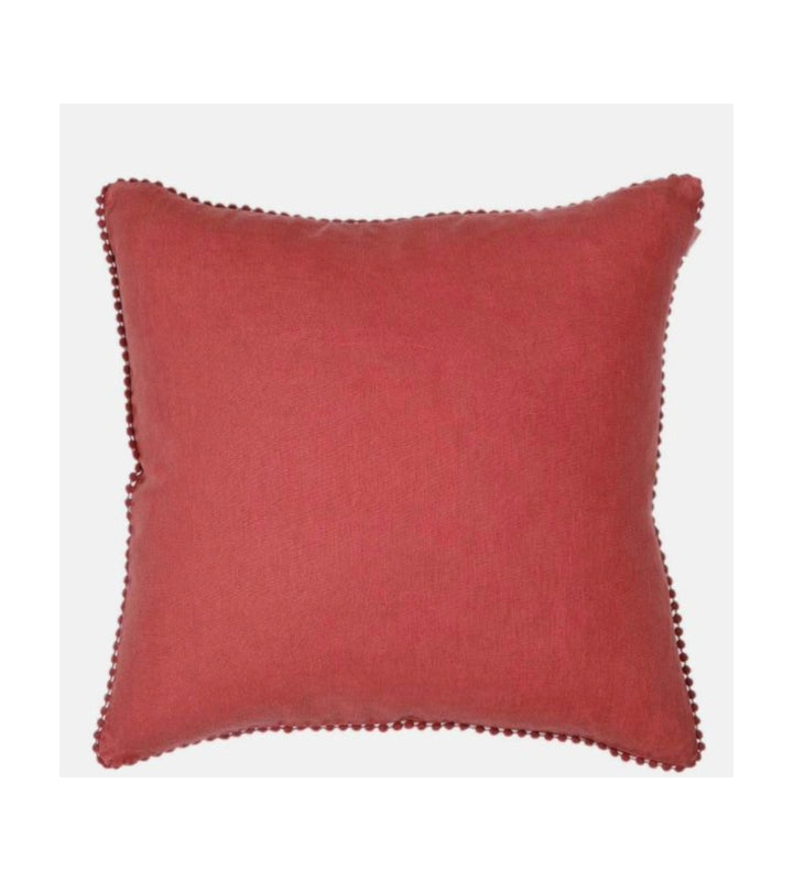 Rosewood beaded linen cushion