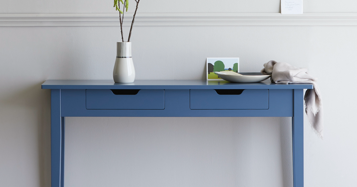 Navy desk hot sale with drawers