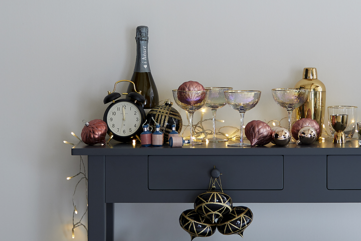 Console table with Christmas decor