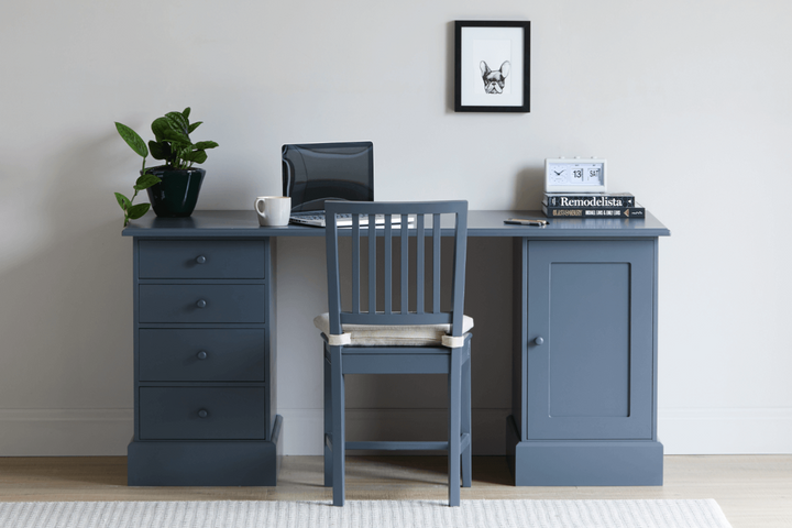 Cotswold Grey Painted Hideaway Computer Desk with Bookcase Top