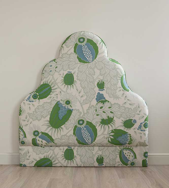The Crown Headboard with piping on the front