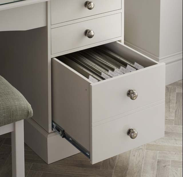 Corner desk with three pedestals