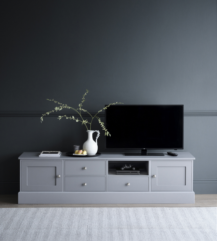 Low tv console sales with storage