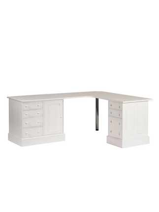 Corner desk with three pedestals