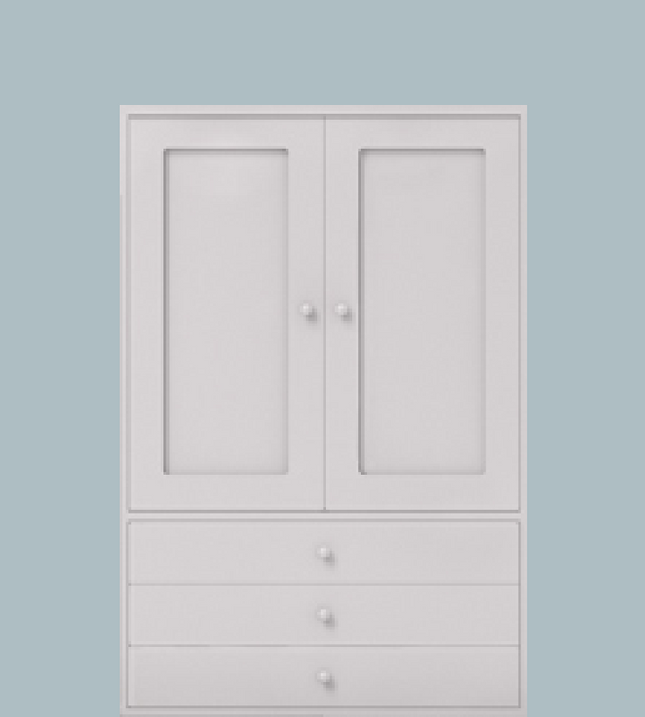 Double top cupboard with hanging rail + 3 drawer base