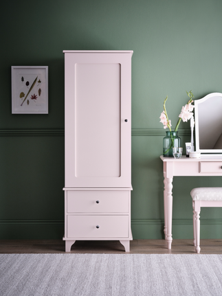 Single white deals wardrobe with drawers