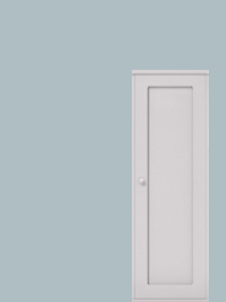 Full length cupboard with hanging rail hinged right