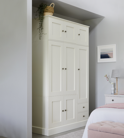 Portland triple wardrobe with top cupboards – The Dormy House