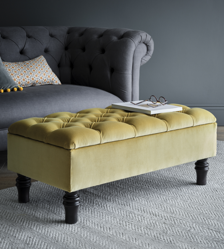 Buttoned storage footstool deals