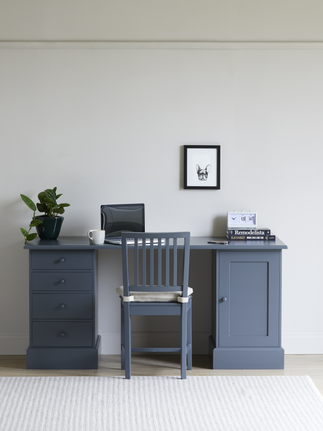 Cotswold Grey Painted Hideaway Computer Desk with Bookcase Top