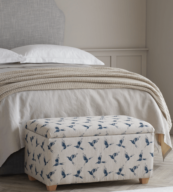 Coral top storage ottoman