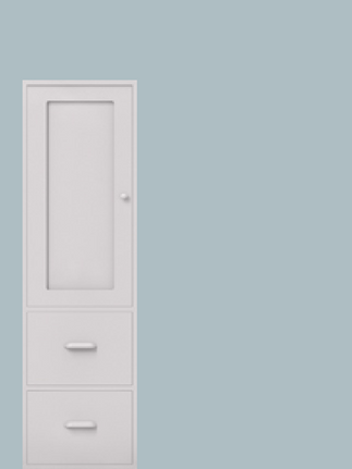 Single cupboard hinged left - with 2 base drawers