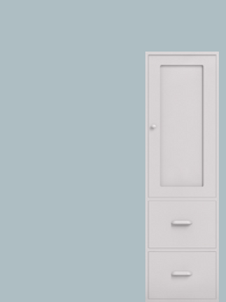 Single cupboard hinged right - with 2 base drawers