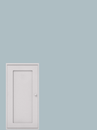 Single cupboard hinged left