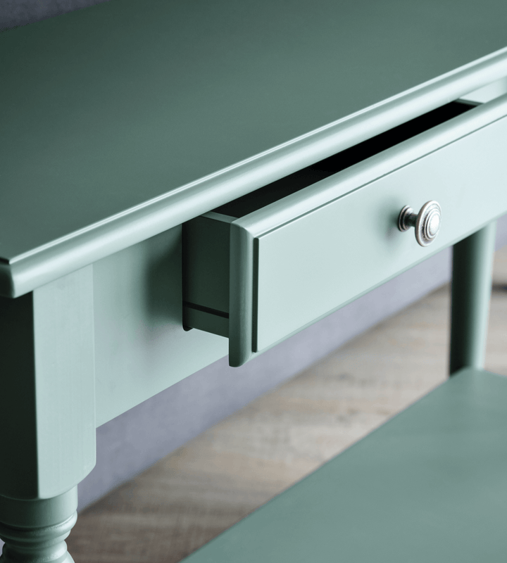 Somersby two drawer narrow console with shelf