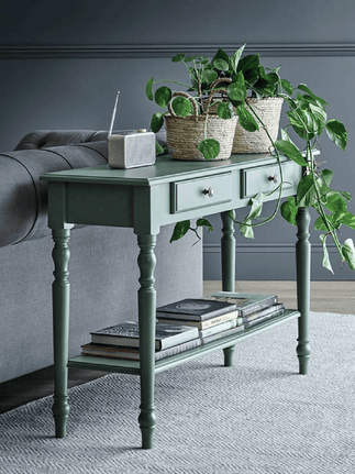 Somersby two drawer narrow console with shelf