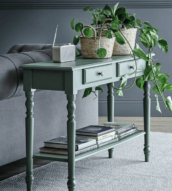Narrow blue deals console table