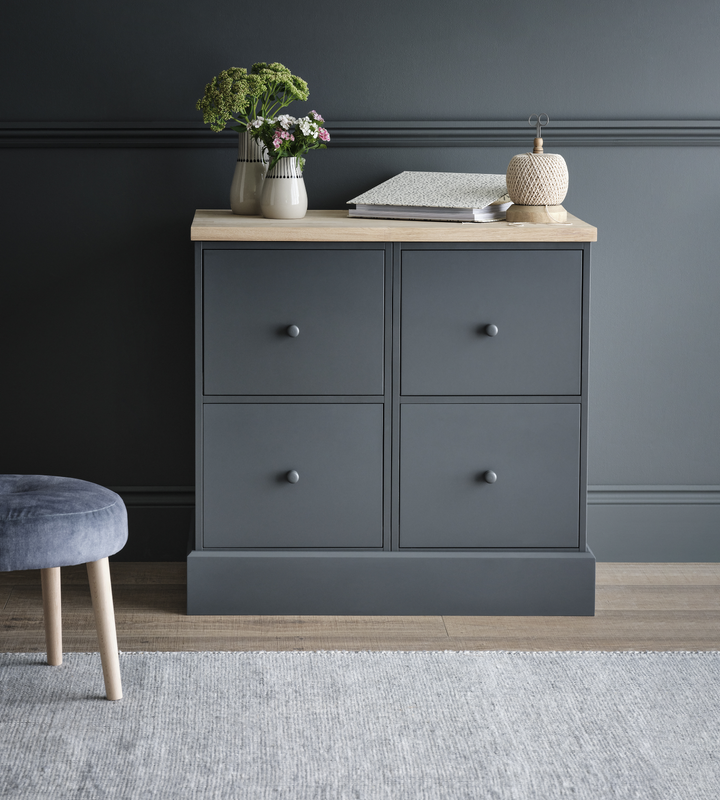 Somersby oak top four drawer low filing cabinet